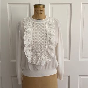 JCrew women’s eyelet white sweater